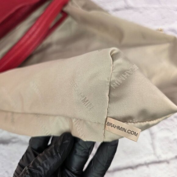 Brahmin Parin Womens Shoulder Bag Radiant Red Mystic Leather w/ Dust Cover Gift - Picture 12 of 15